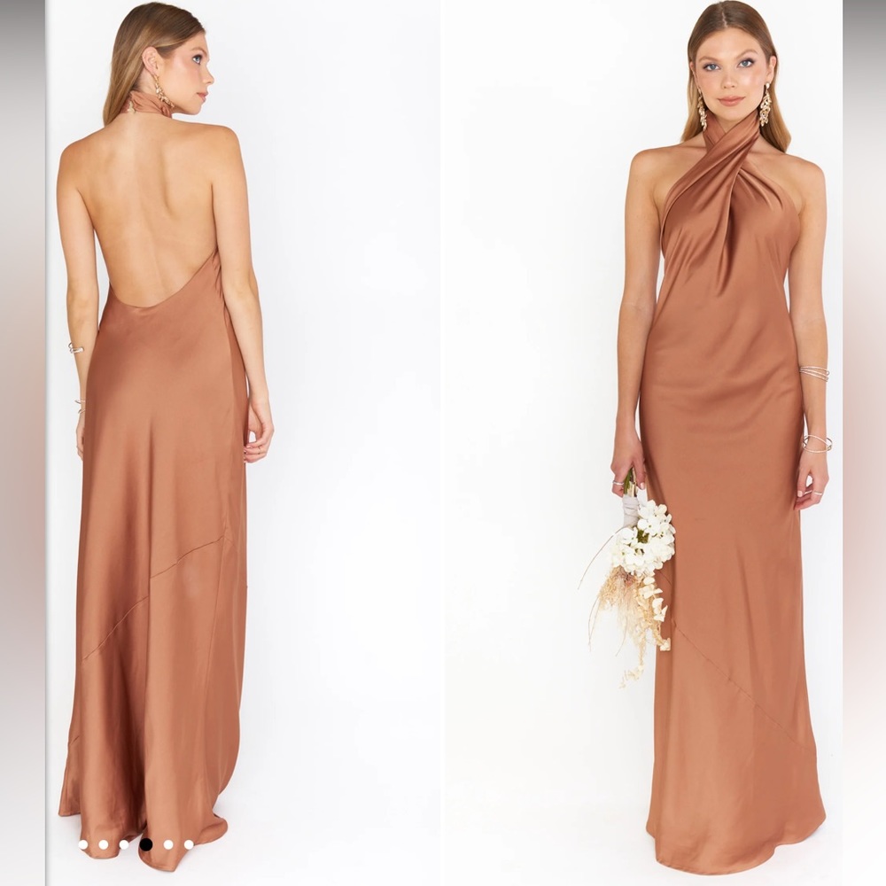 Show me your MuMu Jasmine Halter Maxi Dress XXS COPPER
